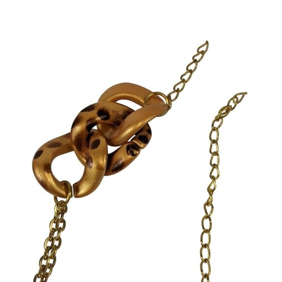 Vintage Gold-Tone Chain Necklace With Hammered Circle & Link Design A142 - Picture 5 of 6